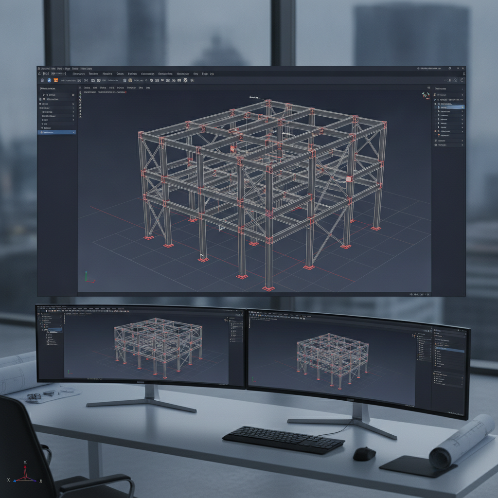 Modélisation BIM 3D d'une structure métallique avec logiciel TEKLA et ADVANCE DESIGN