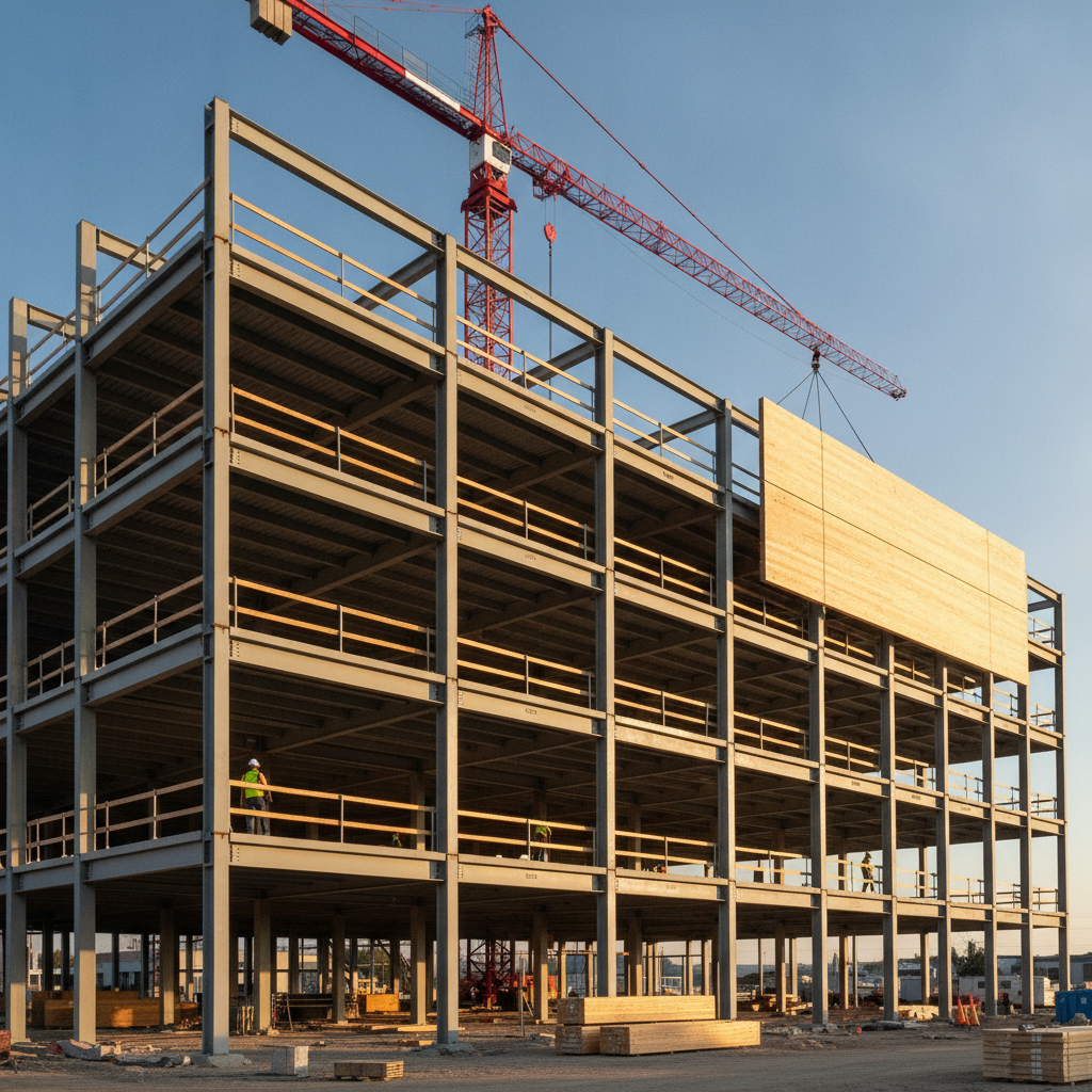 Structure mixte métal-bois BIM modélisation 3D chantier construction durable 2026